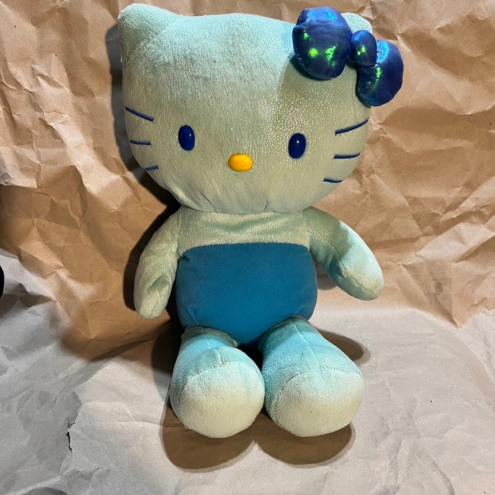 Build-A-Bear‎ 18in Hello Kitty Plush Summer Waves Blue Shimmer Holographic Bow